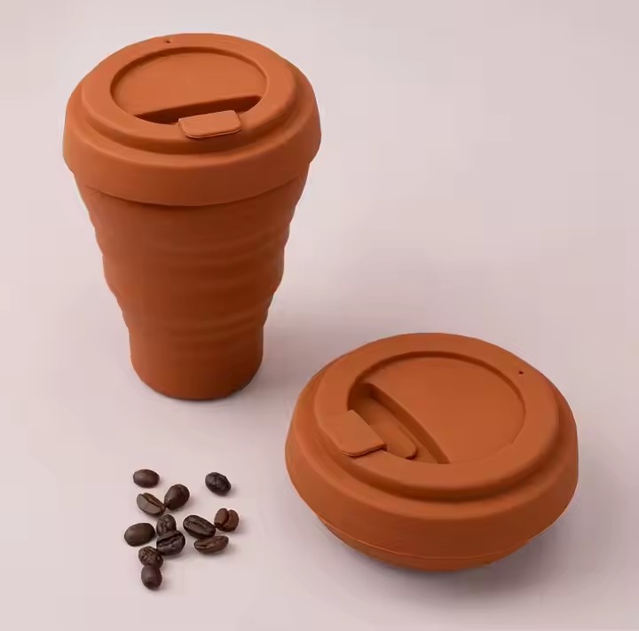 Dishwasher Safe Portable Silicone Coffee Cup Water Bottle With Lid
